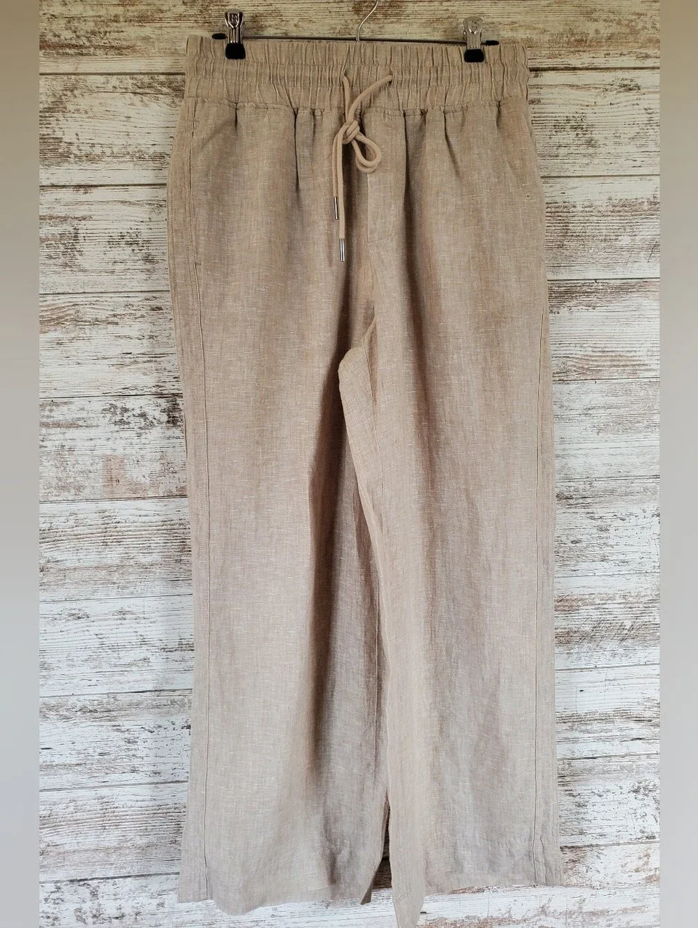 NWT Quince 100% European Linen Wide Leg Pants Flax Drawstring